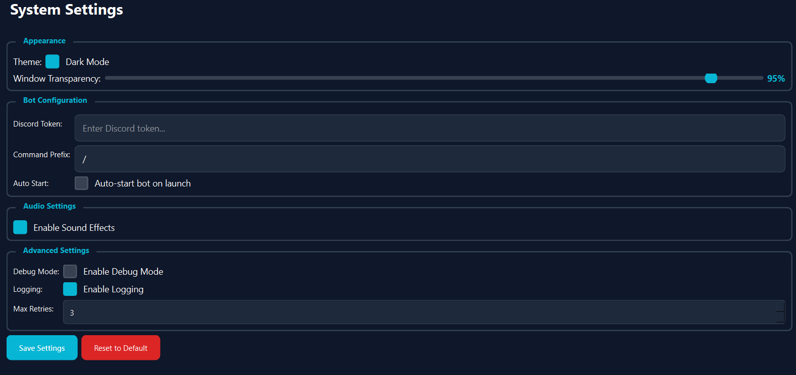 Settings Configuration